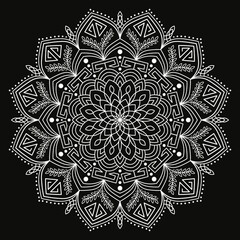bohemian mandala print, antistress coloring book, tattoo design oriental or indian, islamic mysterious hand drawn ornament for meditation or yoga vector illustration. Black and gold color