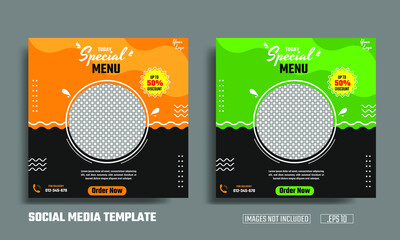 vector design social media post banner template restaurant food menu