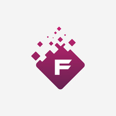 Letter F Logo. F Vector Letter Design with square.
