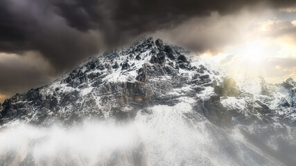 winter mountain panorama view in the alps