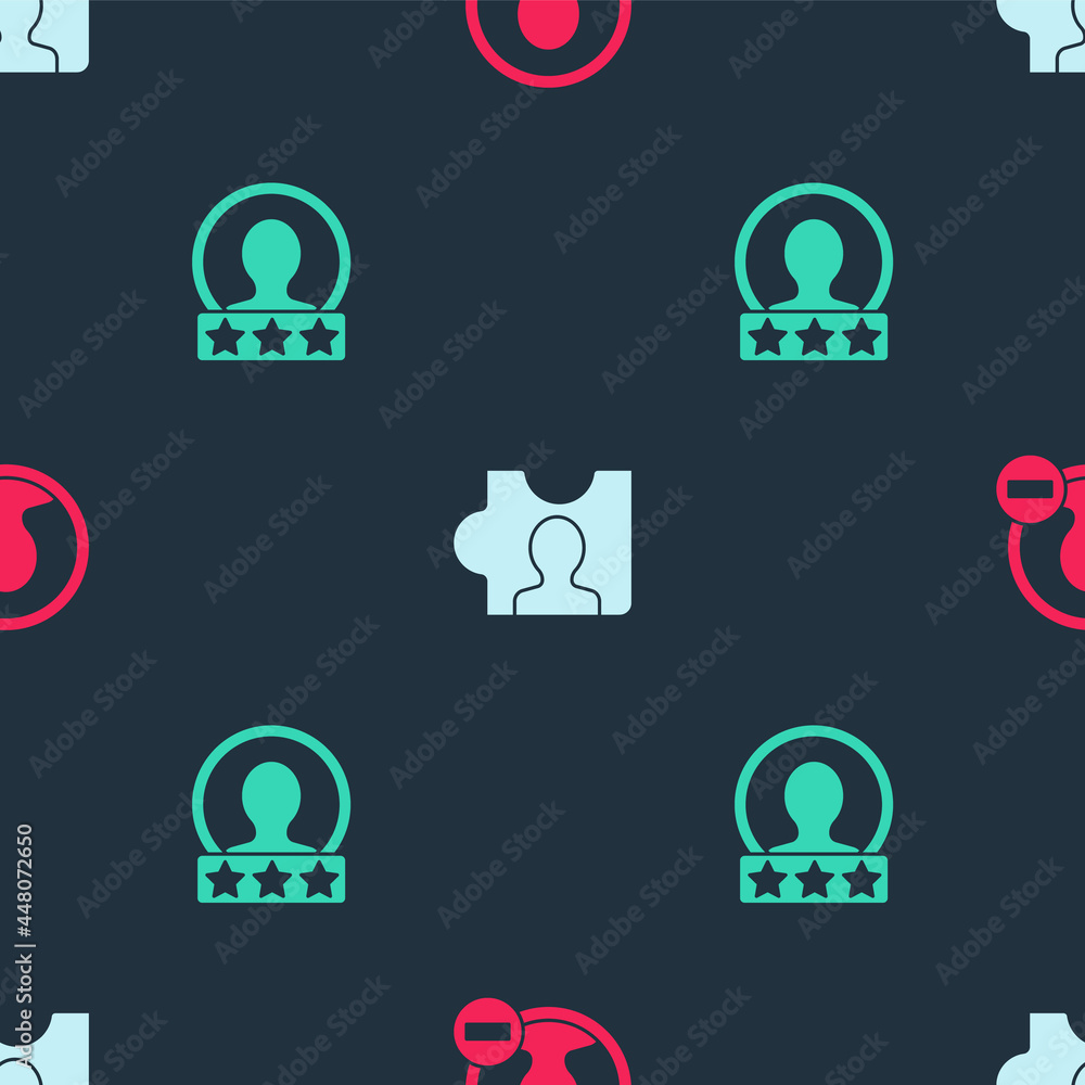 Poster Set Create account screen, Head hunting and on seamless pattern. Vector