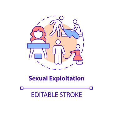 Sexual Exploitation Concept Icon. Non-consensual Prostitution And Pornography Abstract Idea Thin Line Illustration. Sexual Abuse Of Children. Vector Isolated Outline Color Drawing. Editable Stroke