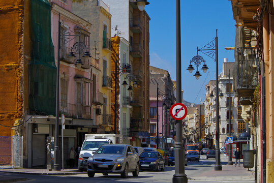 Cartagena, Spain, popular tourist cruise destination with a mix of futuristic minimalistic architecture and historic old town building construction with heritage facades and romantic alleys backstreet
