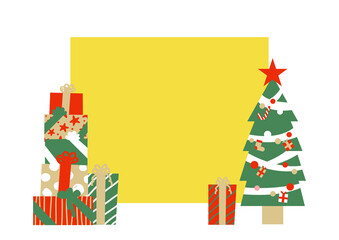 モミの木とプレゼントのクリスマスイラスト