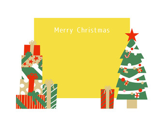 モミの木とプレゼントのクリスマスイラスト