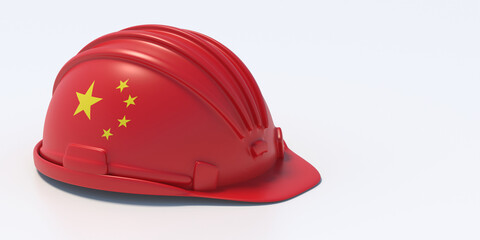 Fototapeta premium Hardhat China flag isolated on white color background. 3d illustration