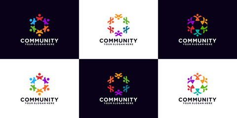 a collection of people's community logo design inspirations with various colors