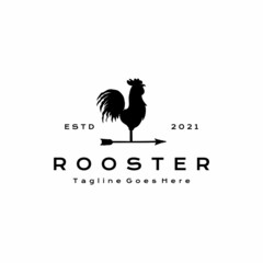 Fototapeta na wymiar Rooster silhouette logo with arrow icon illustration