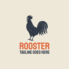 Fototapeta na wymiar Rooster, chicken, hen, silhouette. Vintage retro Rooster logo design illustration