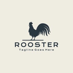Rooster, chicken, hen, silhouette. Vintage retro Rooster logo design illustration
