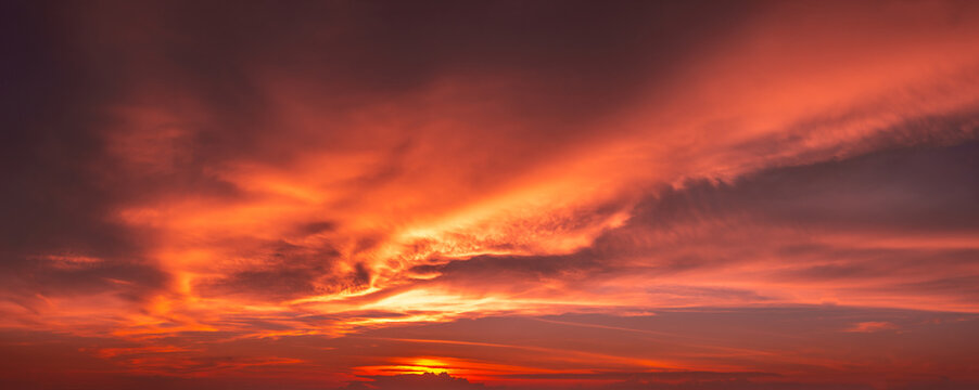 orange sky clouds at sunset - Powered by Adobe