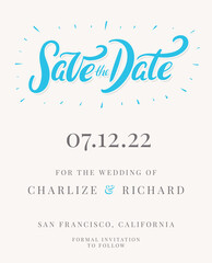 Save the date. Vector invitation template.