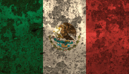 Mexico aged flag grunge background illustration - High quality detailed Mexican flag backdrop...