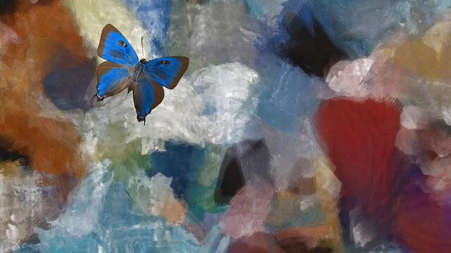 Abstract painting vivid colors. Butterfly