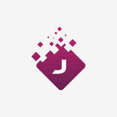 Letter J Logo. J Vector Letter Design with square.