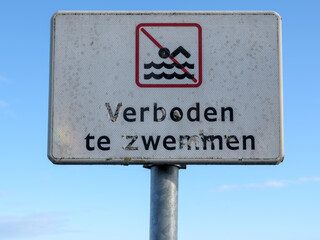 IJsselkade Kampen forbidden to swim, Overijssel Province, The Netherlands