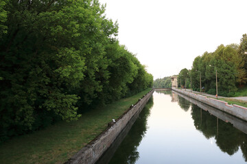 Landscape of lock on Oka river