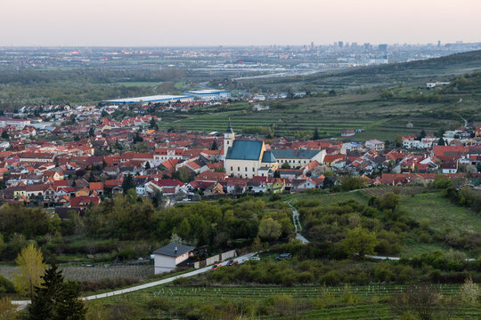Svaty Jur at dusk - small historical town northeast of Bratislava, Slovakia