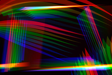 Abstract black background with rainbow highlights of light
