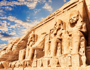 Abu Simbel temple, close facade view, Upper Egypt