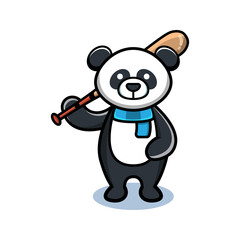 cartoon animal cute panda holding a golf stick