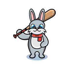 cartoon animal cute rabbit holding a golf stick