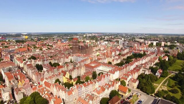 Aerial view of the old town of Gdansk