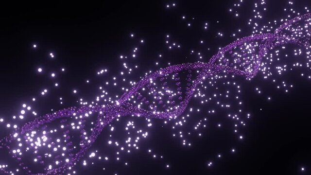 Abstract 3D DNA animation on a black background. 4K Video
