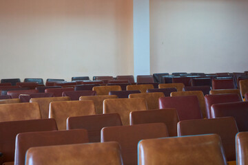 Fototapeta premium empty retro cinema,empty theater chairs, closed theater