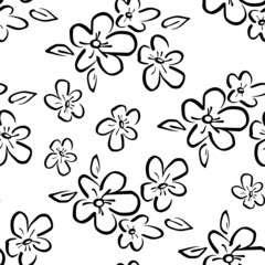 pattern seamless sketch monochrome flowers trend in textiles vector background floral fabric