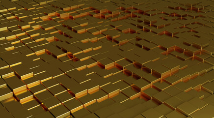3D illustration, Abstract Metalic blocks or cubes background