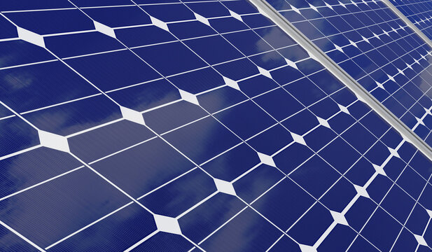 Solar panels in a row, solar panels grid, close up. photovoltaic system