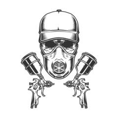 Painter skull in respiratory mask