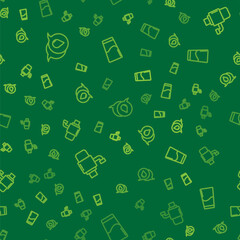 Set line Water drop with speech bubbles, Mechanical pump for water and Glass on seamless pattern. Vector