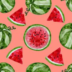 pattern round watermelon and slices