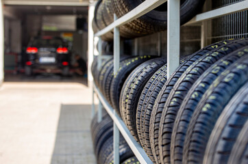 Tires stored in the vulcanization service.