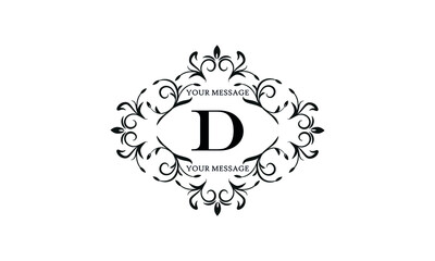 Exquisite monogram for invitation cards with the letter D. Graphic design of the page, boutique, cafe, hotel, business.