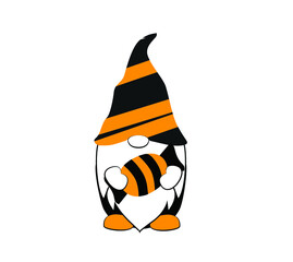 Halloween Gnome. Scary Vector Illustration. Trick or Treat.