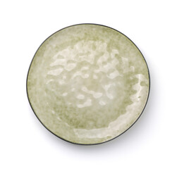Top view of rough handmade ceramic plate
