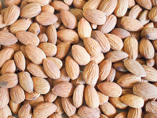 Seed of  almonds healthy food texture background. 