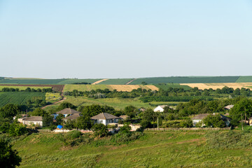 landscape with village houses in Moldova