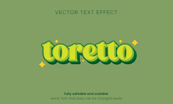 toretto vector text effect, font style simple retro.