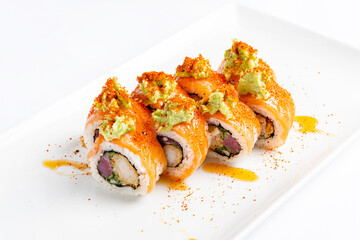 sushi on the white background