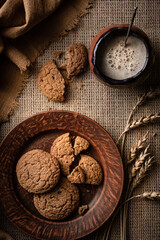 oatmeal cookies on the table, background. High quality photo