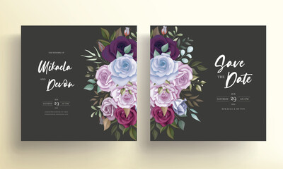 Beautiful wedding invitation card with floral ornament