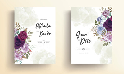 Beautiful wedding invitation card with floral ornament