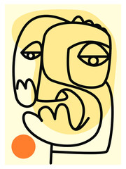 Line art abstract face character vector illustration. Artistic drawing,sketch,outline.