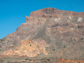 Tenerife, Teide volcano, mountain, Teide national park. Forests and mountains above the clouds.