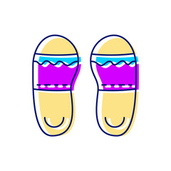Taiwan slippers flat icon. Taiwanese walking shoes. Oriental footwear. Isolated vector stock illustration