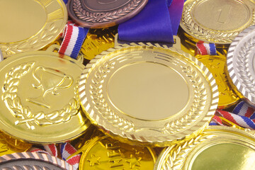 Gold, silver and bronze medals background	